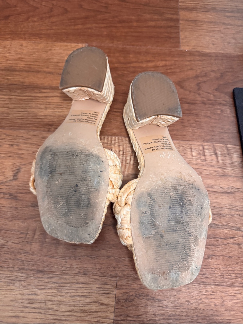 Steve Madden Raffia Braided Block Heel Slides in Natural - Picture 2 of 2